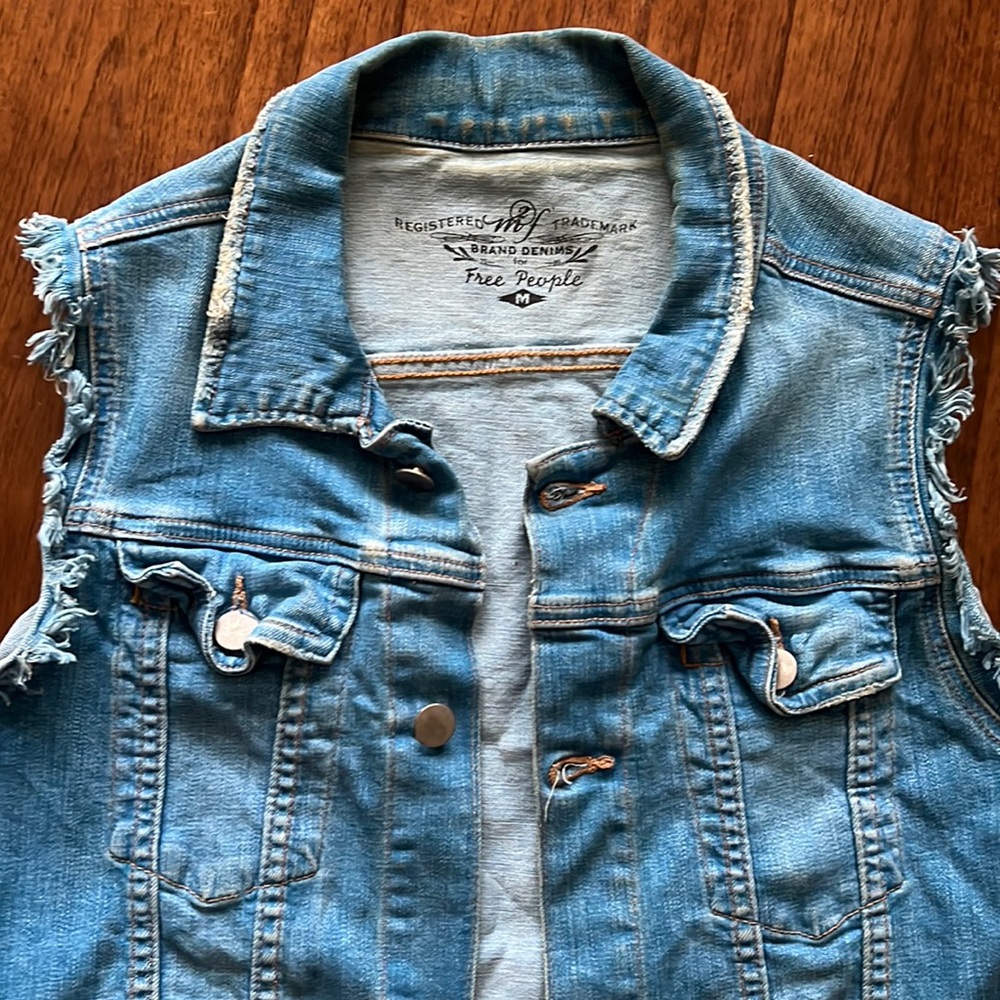 Free People Light Blue Denim Vest